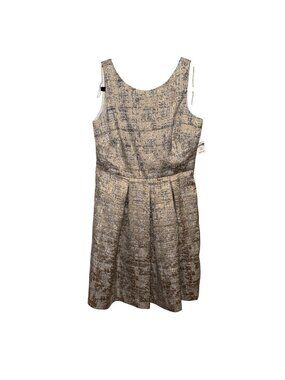 Dressbarn Metallic Textured Sleeveless Fit & Flare Dress Size 12 Gold Silver NWT